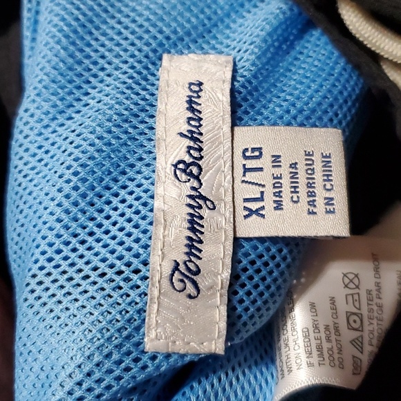 Tommy Bahama embroidered swordfish black white lined swim trunks - Picture 3 of 6